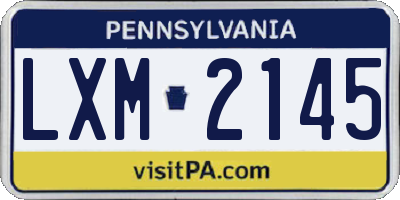 PA license plate LXM2145