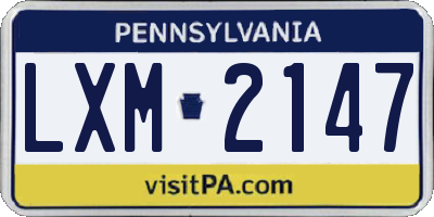 PA license plate LXM2147