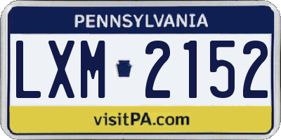 PA license plate LXM2152