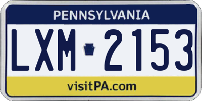 PA license plate LXM2153