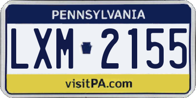 PA license plate LXM2155