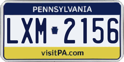PA license plate LXM2156