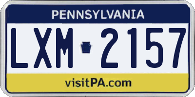 PA license plate LXM2157