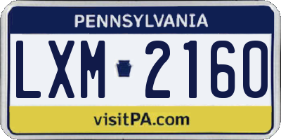 PA license plate LXM2160