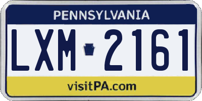 PA license plate LXM2161