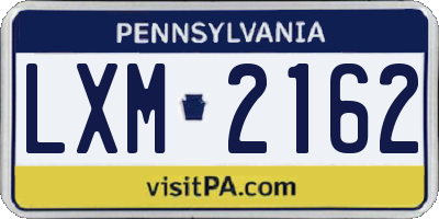 PA license plate LXM2162