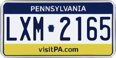 PA license plate LXM2165