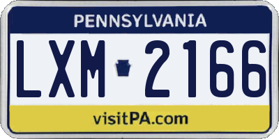 PA license plate LXM2166