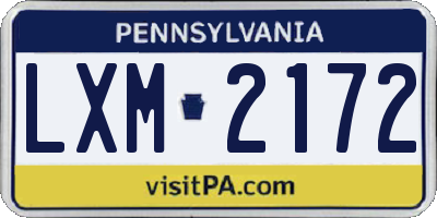 PA license plate LXM2172