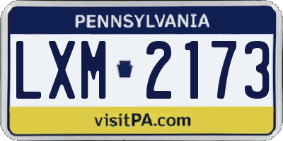 PA license plate LXM2173