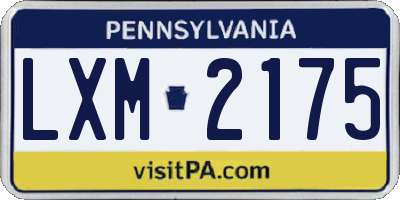 PA license plate LXM2175