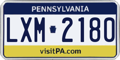PA license plate LXM2180