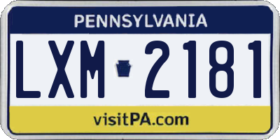 PA license plate LXM2181