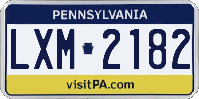 PA license plate LXM2182