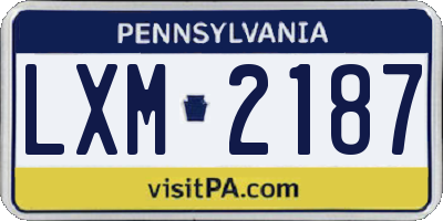 PA license plate LXM2187