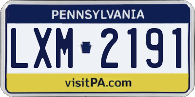 PA license plate LXM2191