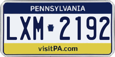 PA license plate LXM2192
