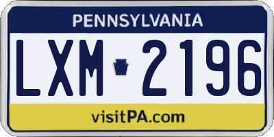 PA license plate LXM2196
