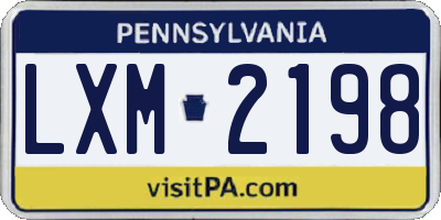 PA license plate LXM2198