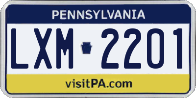 PA license plate LXM2201