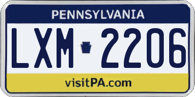 PA license plate LXM2206
