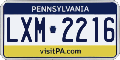 PA license plate LXM2216