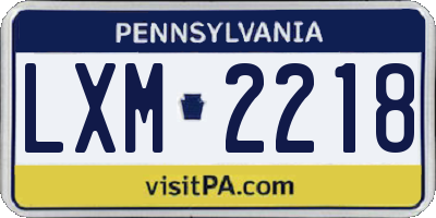 PA license plate LXM2218
