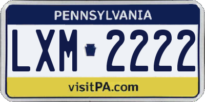 PA license plate LXM2222