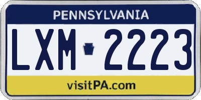 PA license plate LXM2223