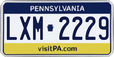 PA license plate LXM2229