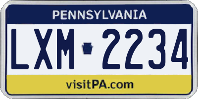 PA license plate LXM2234