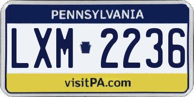 PA license plate LXM2236