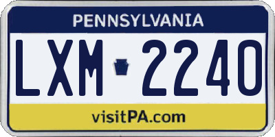 PA license plate LXM2240