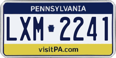 PA license plate LXM2241