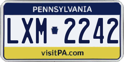 PA license plate LXM2242