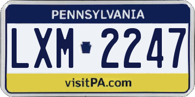 PA license plate LXM2247