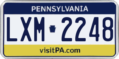 PA license plate LXM2248