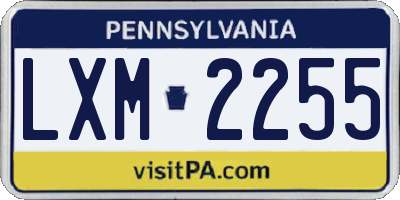 PA license plate LXM2255