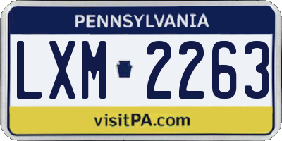 PA license plate LXM2263