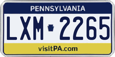 PA license plate LXM2265