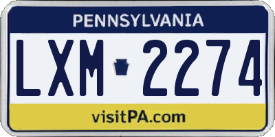PA license plate LXM2274