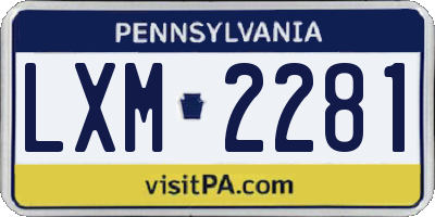 PA license plate LXM2281