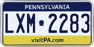 PA license plate LXM2283