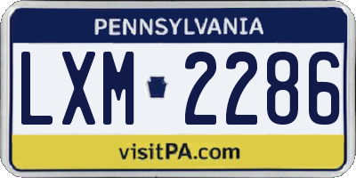 PA license plate LXM2286