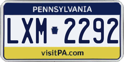 PA license plate LXM2292