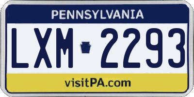 PA license plate LXM2293