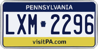 PA license plate LXM2296