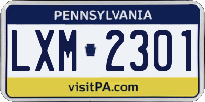 PA license plate LXM2301