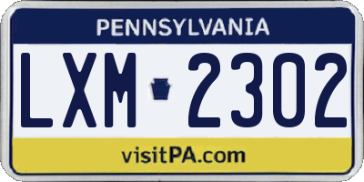 PA license plate LXM2302