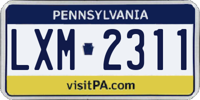 PA license plate LXM2311